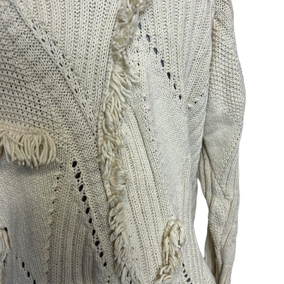 Rosie Neira Anthropologie Shaggy Knit Women's Cardigan Sweater Cream - Size Smal - Picture 3 of 7